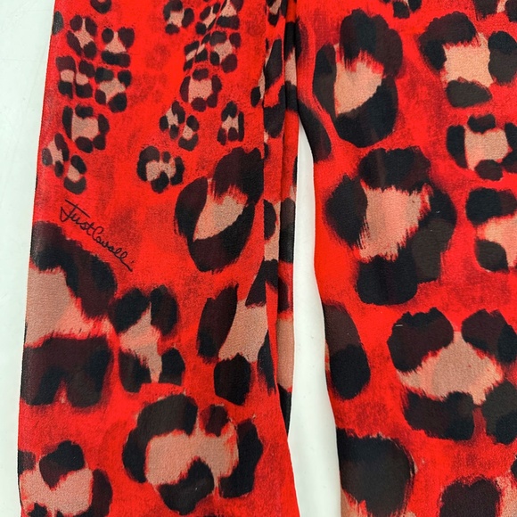 JustCavalli  jaguar print red  silk blouse  size M - Picture 4 of 6